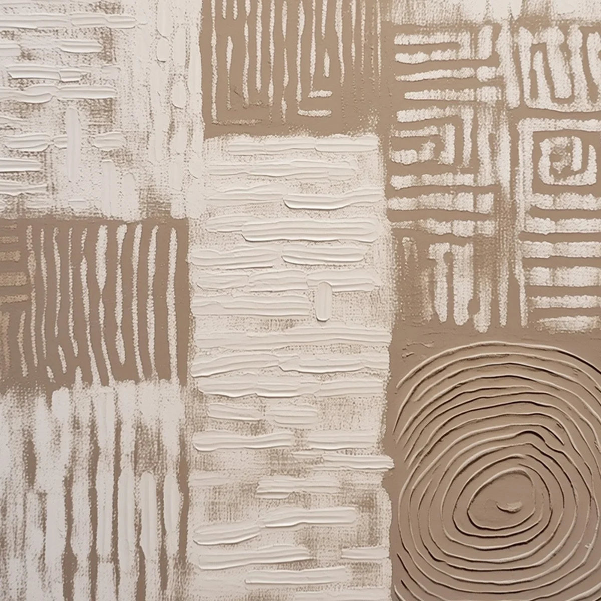 ANCIENT ECHOES: Textured Wabi Sabi Abstract Painting in Neutral Tones | rectangular format, hand-painted canvas edge