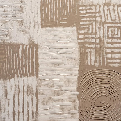 ANCIENT ECHOES: Textured Wabi Sabi Abstract Painting in Neutral Tones | rectangular format, hand-painted canvas edge