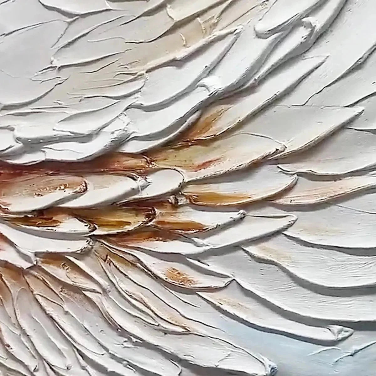 ANGEL WINGS: Textured White and Gold Angel Wing Painting | Abstract mood, soft natural light studio shot