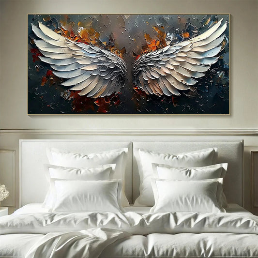 ANGELIC WINGS: Textured Symbolic Oil Painting