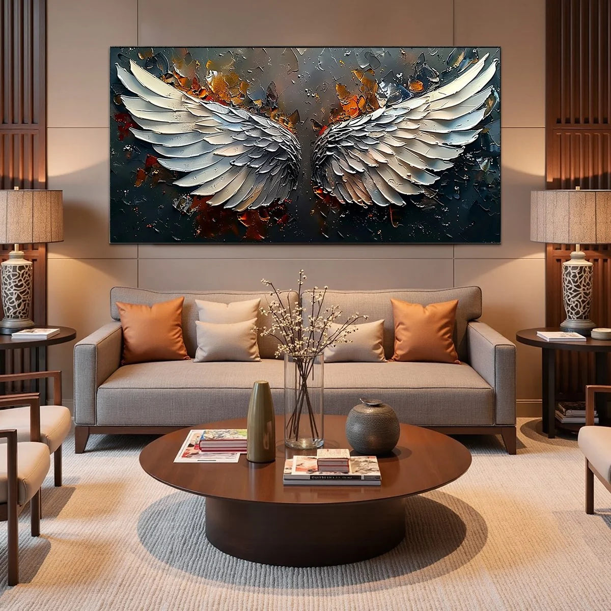 ANGELIC WINGS: Textured Symbolic Oil Painting | rolled canvas, ready for custom framing