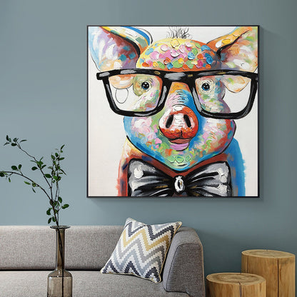 Animal original acrylic Pig Paintings On Canvas Extra Large nursery Pictures wal #3
