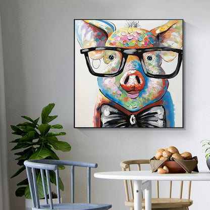 Animal original acrylic Pig Paintings On Canvas Extra Large nursery Pictures wal #4