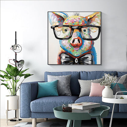 Animal original acrylic Pig Paintings On Canvas Extra Large nursery Pictures wal #5