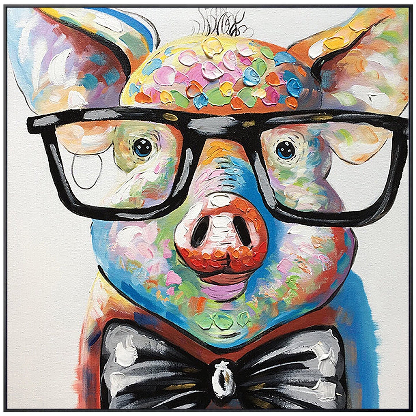 Animal original acrylic Pig Paintings On Canvas Extra Large nursery Pictures wal #6