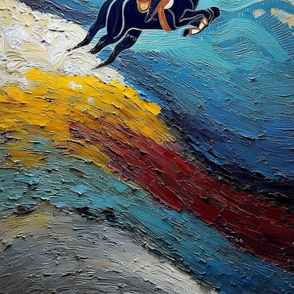 APEX JUMP: Dynamic Textured Equestrian Horse Jumping Painting | rolled canvas, ready for custom framing