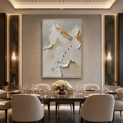 APEX: Textured Impasto Painting of a Mountain Ascent | black frame version on white wall