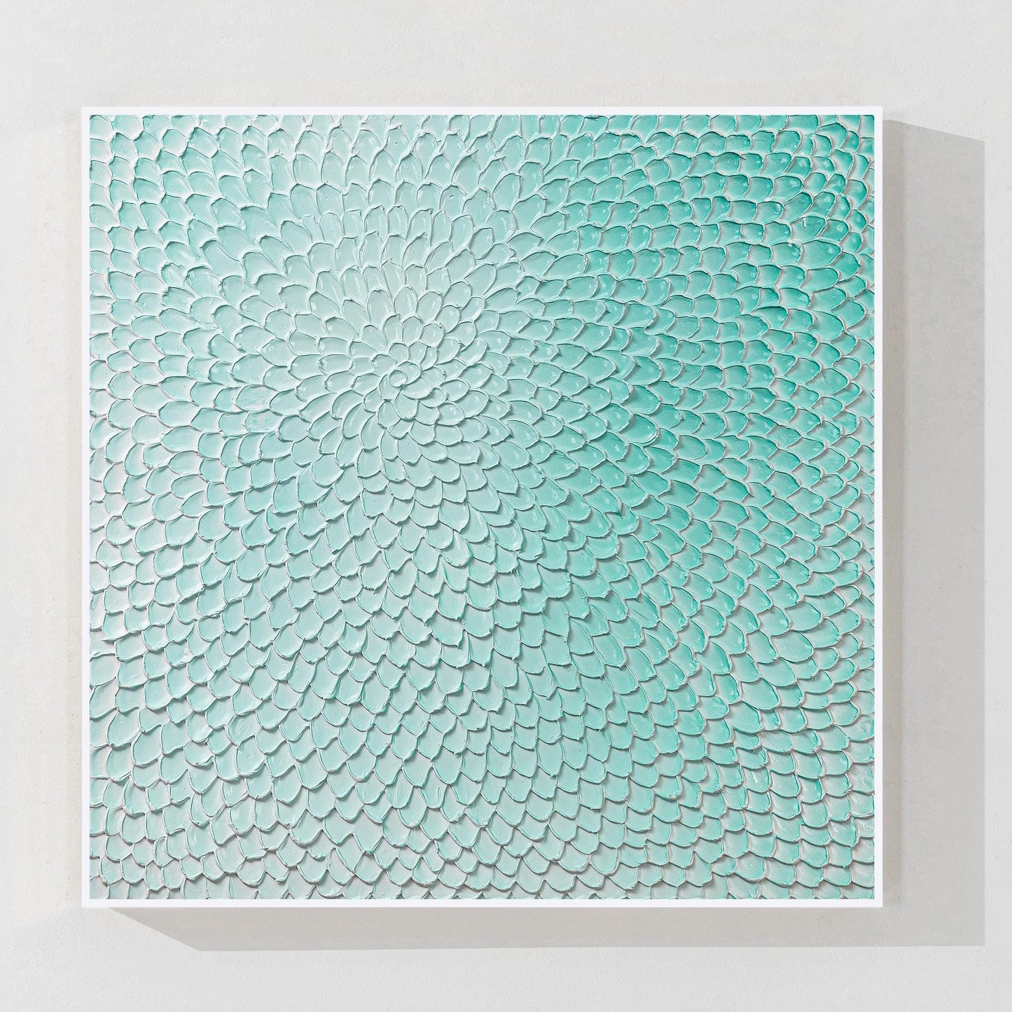 Aqua Green Abstract Textured Wall Art – 3D Hand Painted Canvas, Modern Minimalis #12