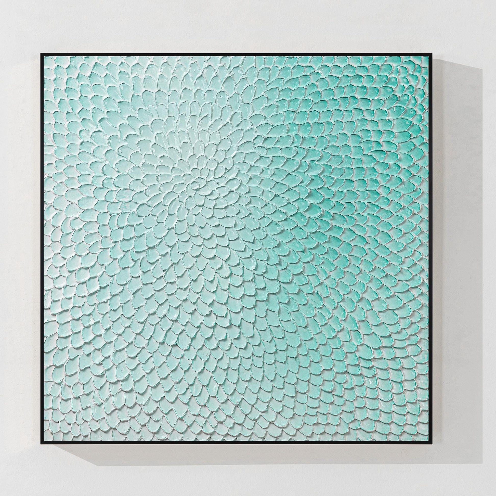 Aqua Green Abstract Textured Wall Art – 3D Hand Painted Canvas, Modern Minimalis #13