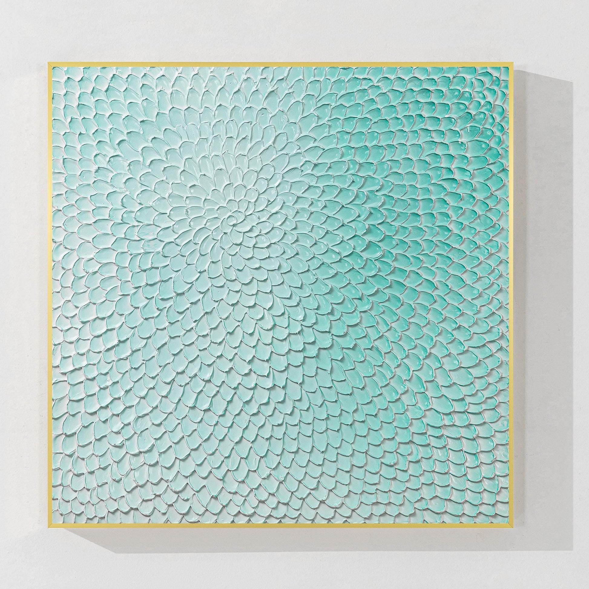 Aqua Green Abstract Textured Wall Art – 3D Hand Painted Canvas, Modern Minimalis #15