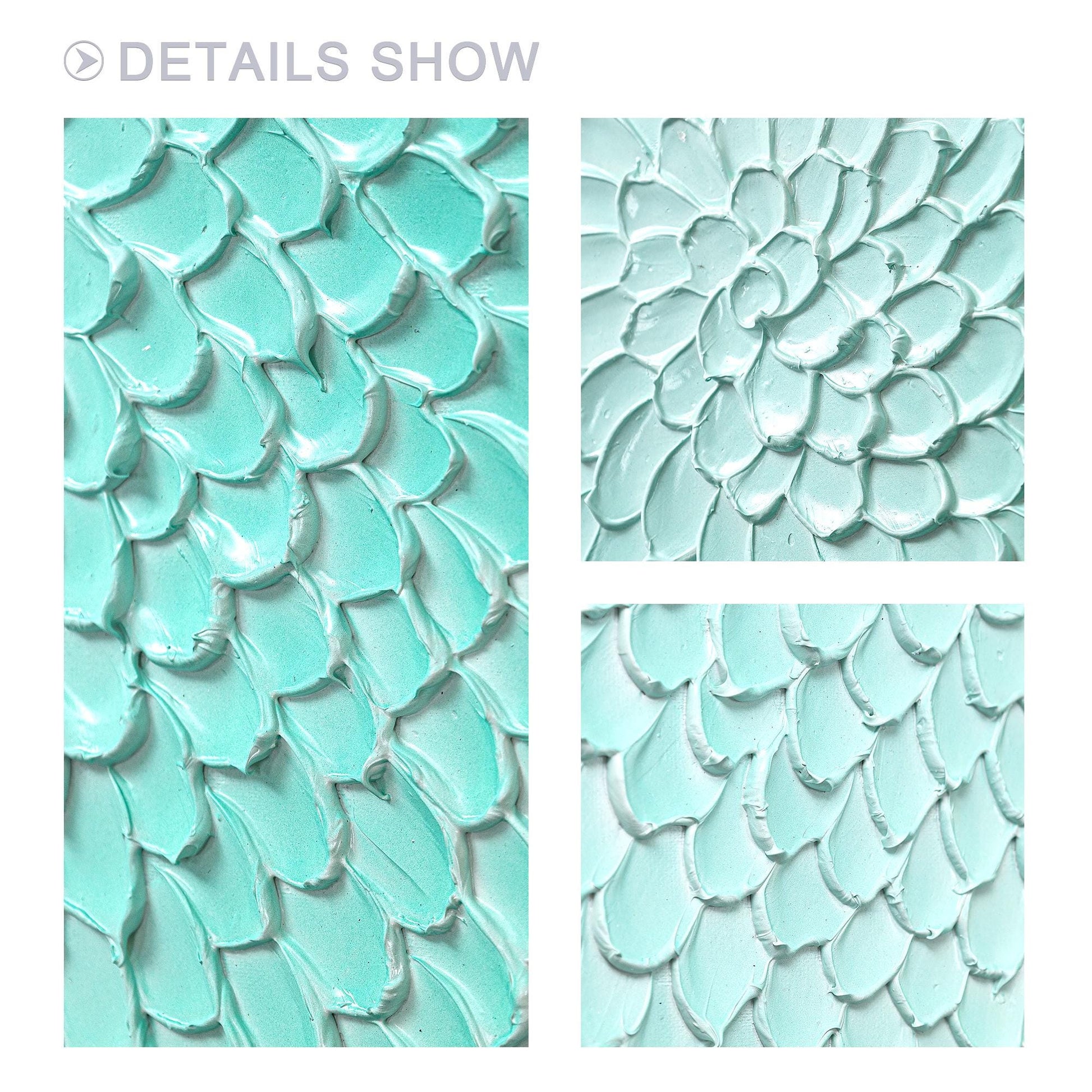 Aqua Green Abstract Textured Wall Art – 3D Hand Painted Canvas, Modern Minimalis #6