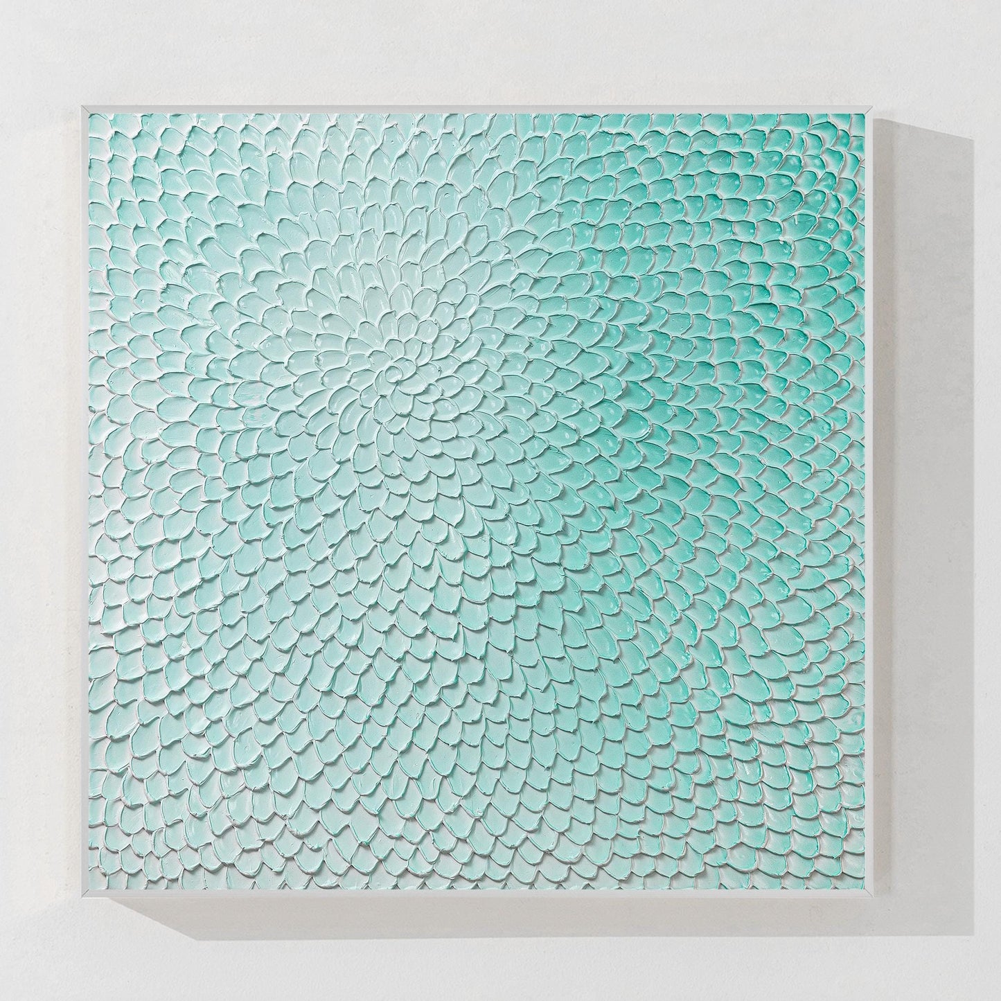 Aqua Green Abstract Textured Wall Art – 3D Hand Painted Canvas, Modern Minimalis #1