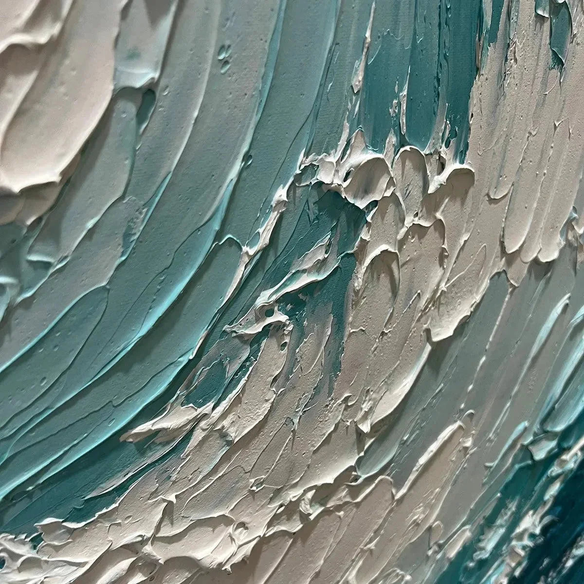 AQUAMARINE CREST: Textured Ocean Wave Painting, Vertical Canvas, Coastal Wall Art | rectangular format, hand-painted canvas edge