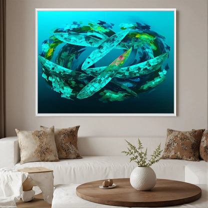 AQUAMARINE DREAM: Textured Abstract Oil Painting in Blues & Greens | Abstract closeup, raised brushwork detail