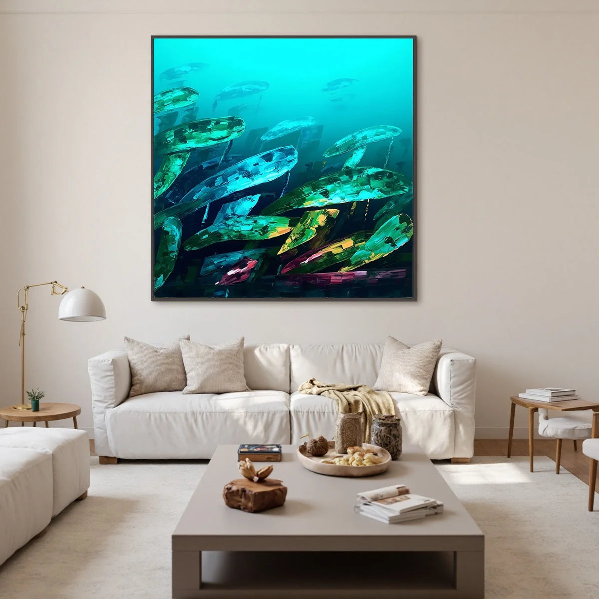 AQUATIC DREAM: Textured Abstract Teal and Green Oil Painting | green palette, original Hand-painted on premium stretched canvas using artist-grade oils; rich layered surface combines smooth gradien...