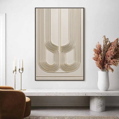 ARCADE: Textured Minimalist Architectural Abstract Painting | Minimalist closeup, raised brushwork detail