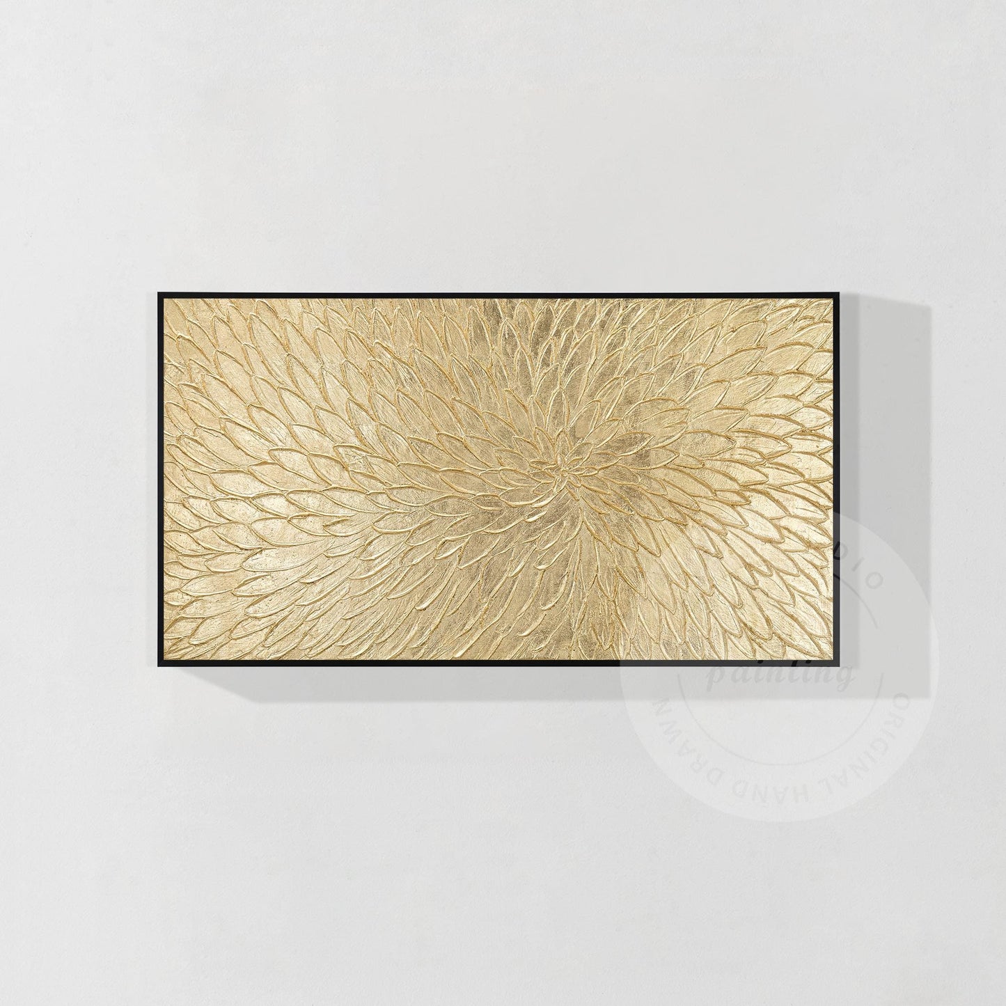Arte abstracto floral dorado de gran tamaño, lienzo con pintura de flores en lám #19