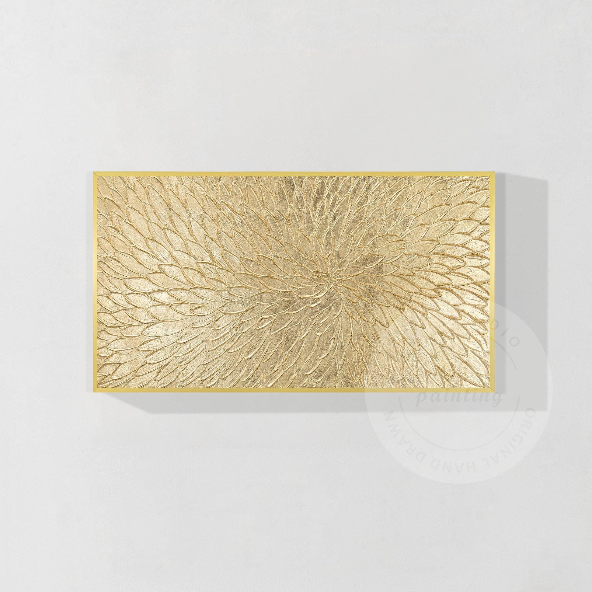 Arte abstracto floral dorado de gran tamaño, lienzo con pintura de flores en lám #20