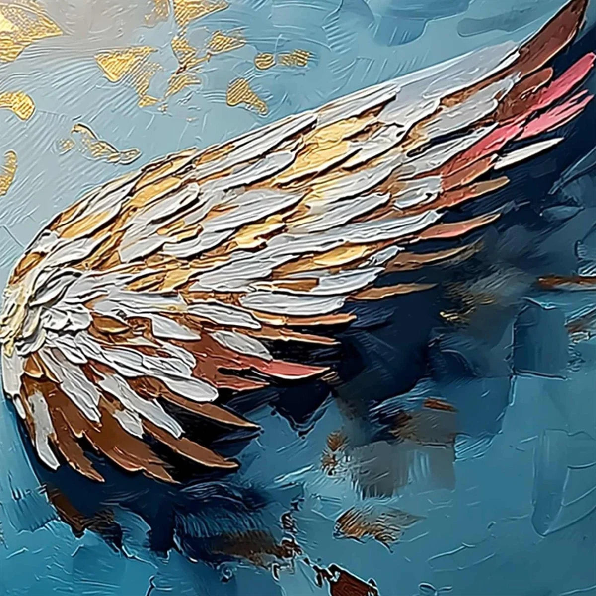 ASCENSION Abstract Angel Wings Textured Oil Painting on Canvas | rolled canvas, ready for custom framing
