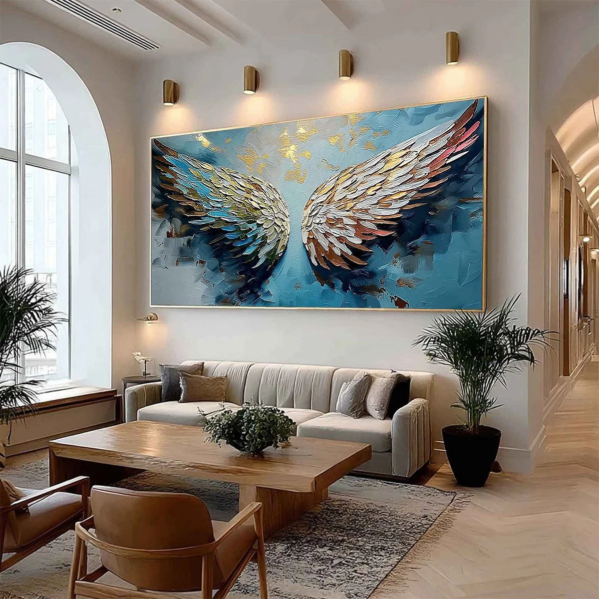 ASCENSION Abstract Angel Wings Textured Oil Painting on Canvas | Abstract mood, soft natural light studio shot