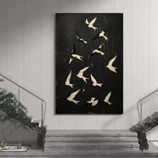 ASCENSION: Beaded Birds on Textured Canvas