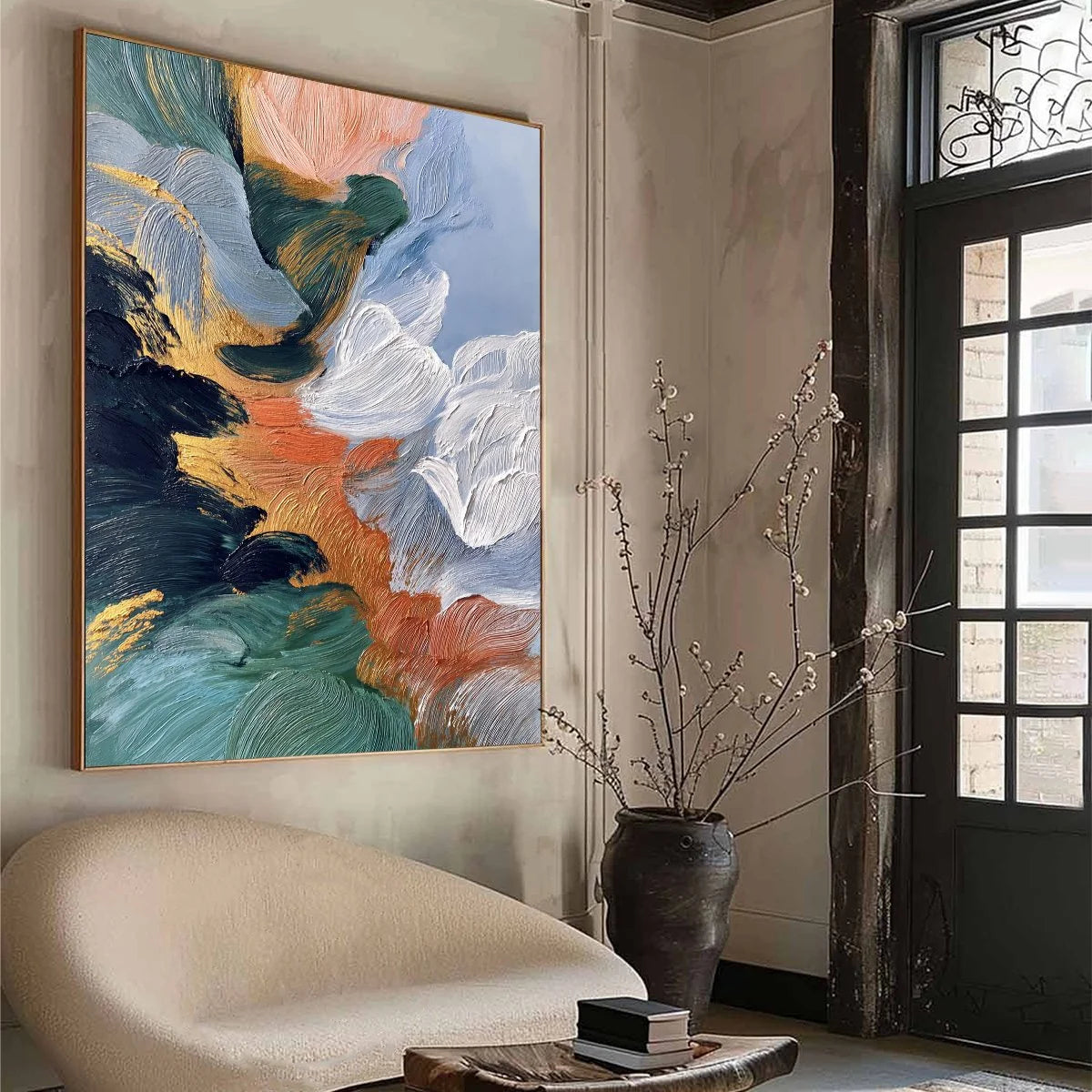 ASCENSION: Textured Impasto Abstract Painting with Gold Accents | yellow palette, original Hand-painted on premium stretched canvas using artist-grade oils; rich layered surface combines smooth gra...