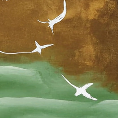 ASCENSION: Wabi Sabi Inspired Abstract Bird Painting | rectangular format, hand-painted canvas edge