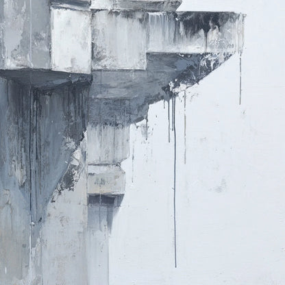 ASCENT: Minimalist Architectural Abstract Painting | rectangular format, hand-painted canvas edge