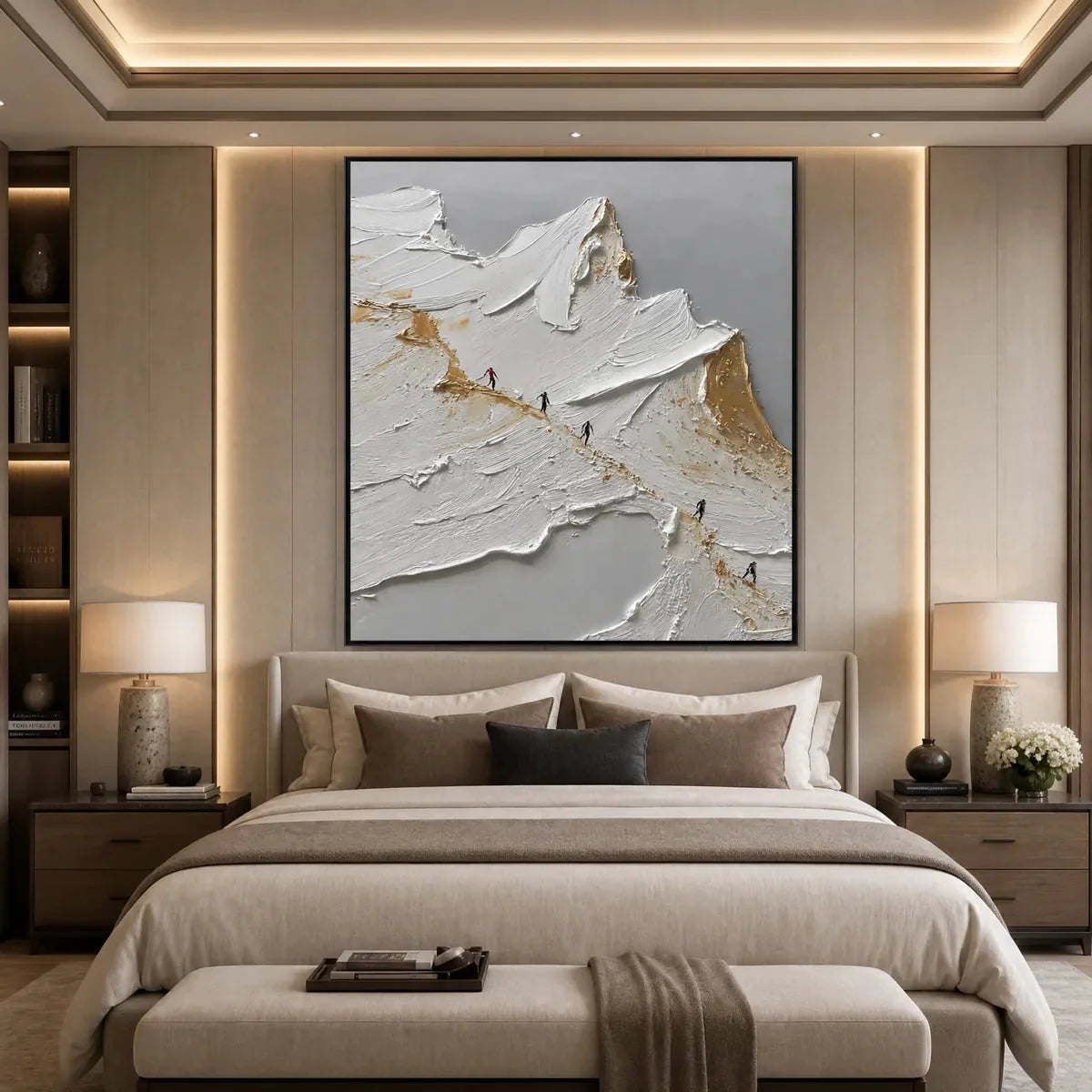 THE ASCENT | gold frame stretched on neutral wall