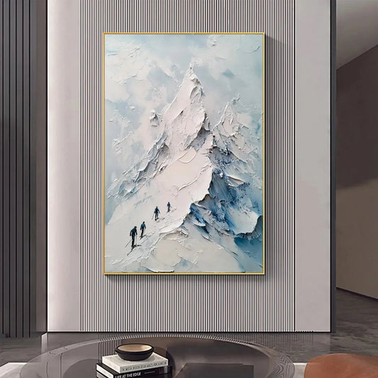 ASCENT: Textured Impasto Mountain Landscape Painting with Skiers