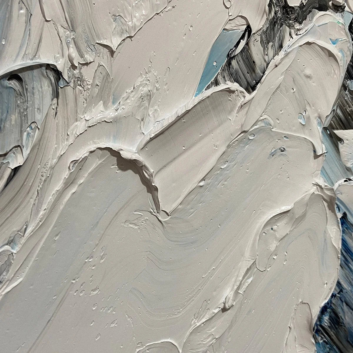 ASCENT: Textured Impasto Mountain Landscape Painting with Skiers | black frame version on white wall