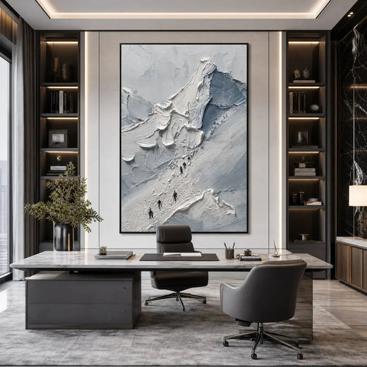 THE ASCENT: Textured Palette Knife Mountain Climbers Wall Art