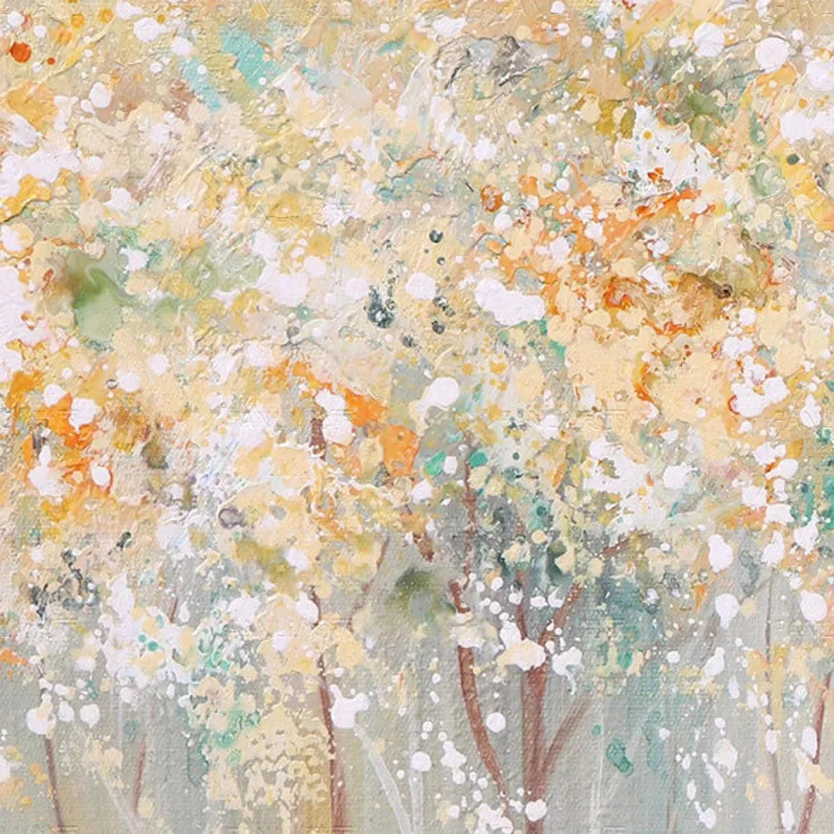ASPEN GLOW: Panoramic Abstract Forest Landscape Oil Painting | black frame version on white wall