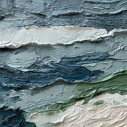 ATLANTIC CREST: Textured Wabi Sabi Seascape Impasto Oil Painting | rolled canvas, ready for custom framing