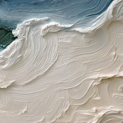 ATLANTIC SWELL: Heavily Textured Abstract Seascape Painting for Coastal Decor | rectangular format, hand-painted canvas edge