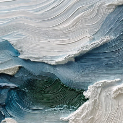 ATLANTIC SWELL: Heavily Textured Abstract Seascape Painting for Coastal Decor | rolled canvas, ready for custom framing