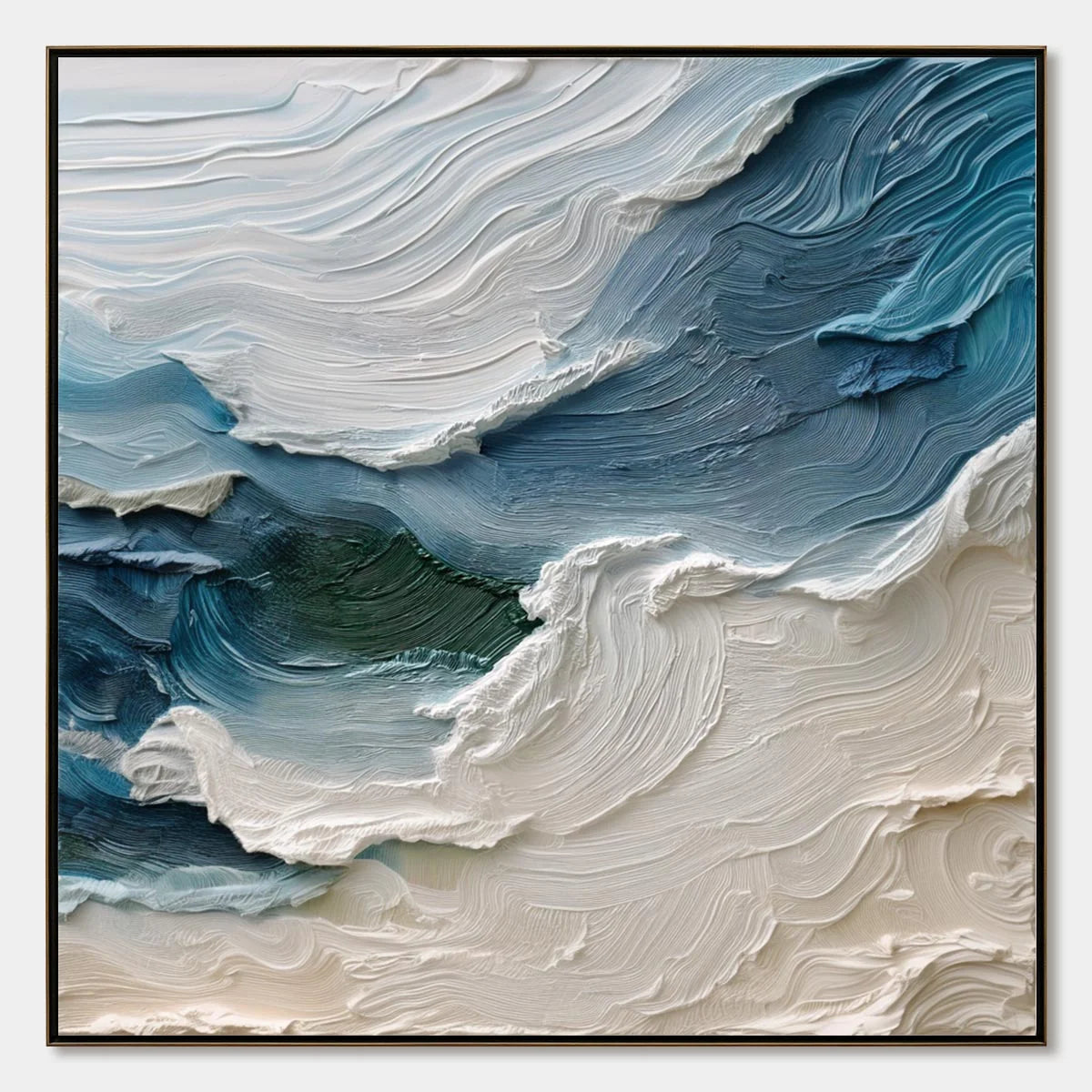ATLANTIC SWELL: Heavily Textured Abstract Seascape Painting for Coastal Decor | hanging in living room, textured wall art