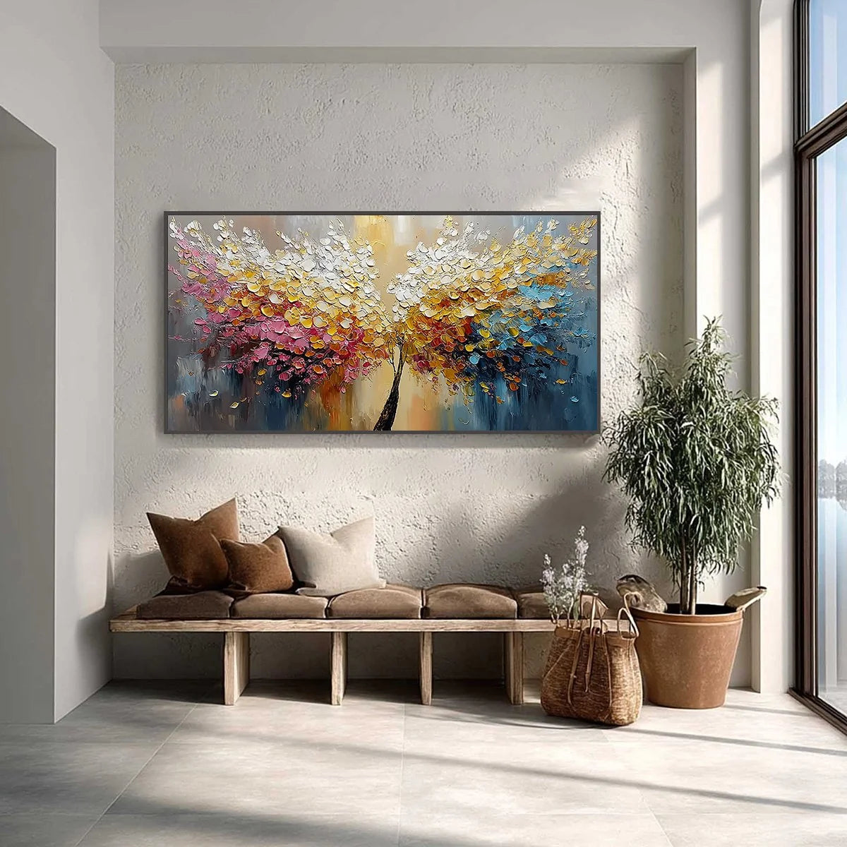 AURA BLOOM: Textured Palette Knife Tree of Life Painting | Abstract closeup, raised brushwork detail