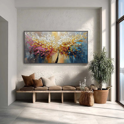 AURA BLOOM: Textured Palette Knife Tree of Life Painting | Abstract closeup, raised brushwork detail