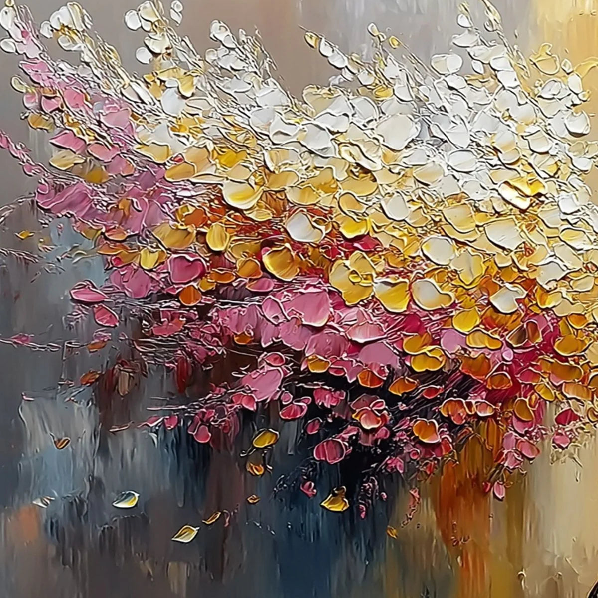 AURA BLOOM: Textured Palette Knife Tree of Life Painting | rectangular format, hand-painted canvas edge