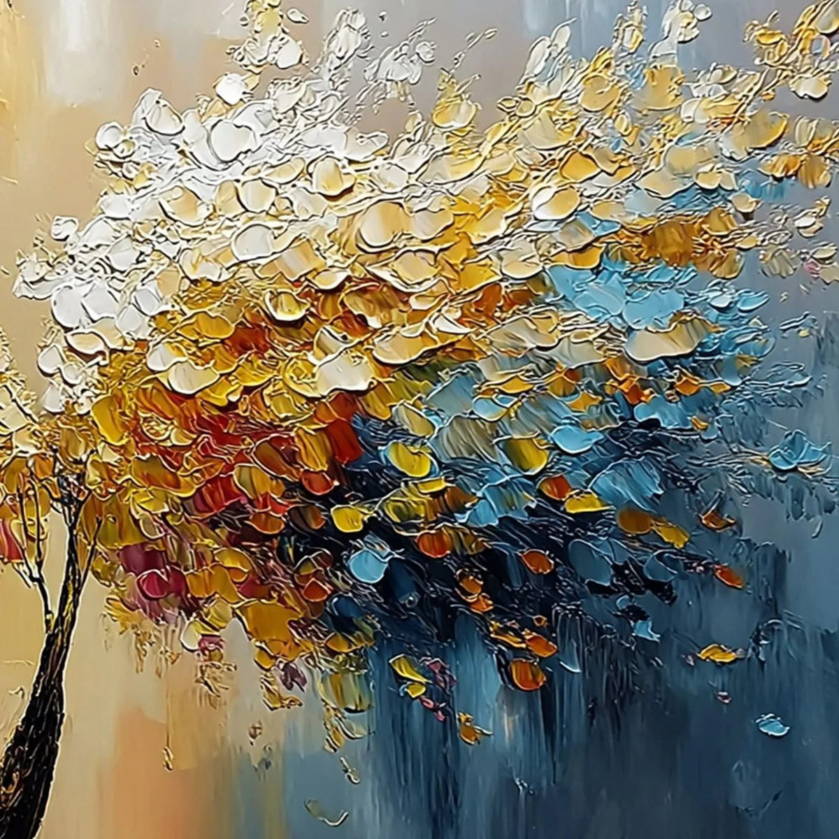 AURA BLOOM: Textured Palette Knife Tree of Life Painting | rolled canvas, ready for custom framing