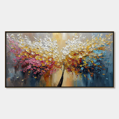AURA BLOOM: Textured Palette Knife Tree of Life Painting | hanging in AURA BLOOM: Textured Palette Knife Tree of Life Painting featuring layered textured brushwork in refined tones; abstract compos...