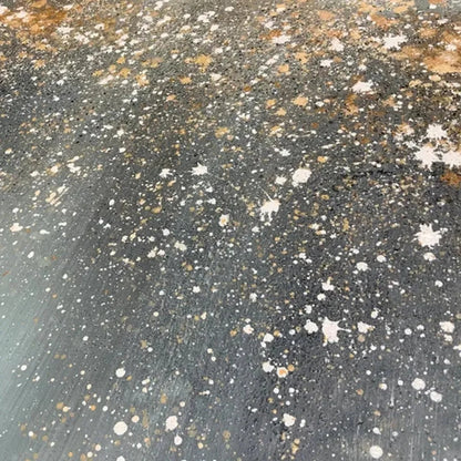 AURORA DUST: Textured Abstract Ocean Painting with Gold Accents | rectangular format, hand-painted canvas edge
