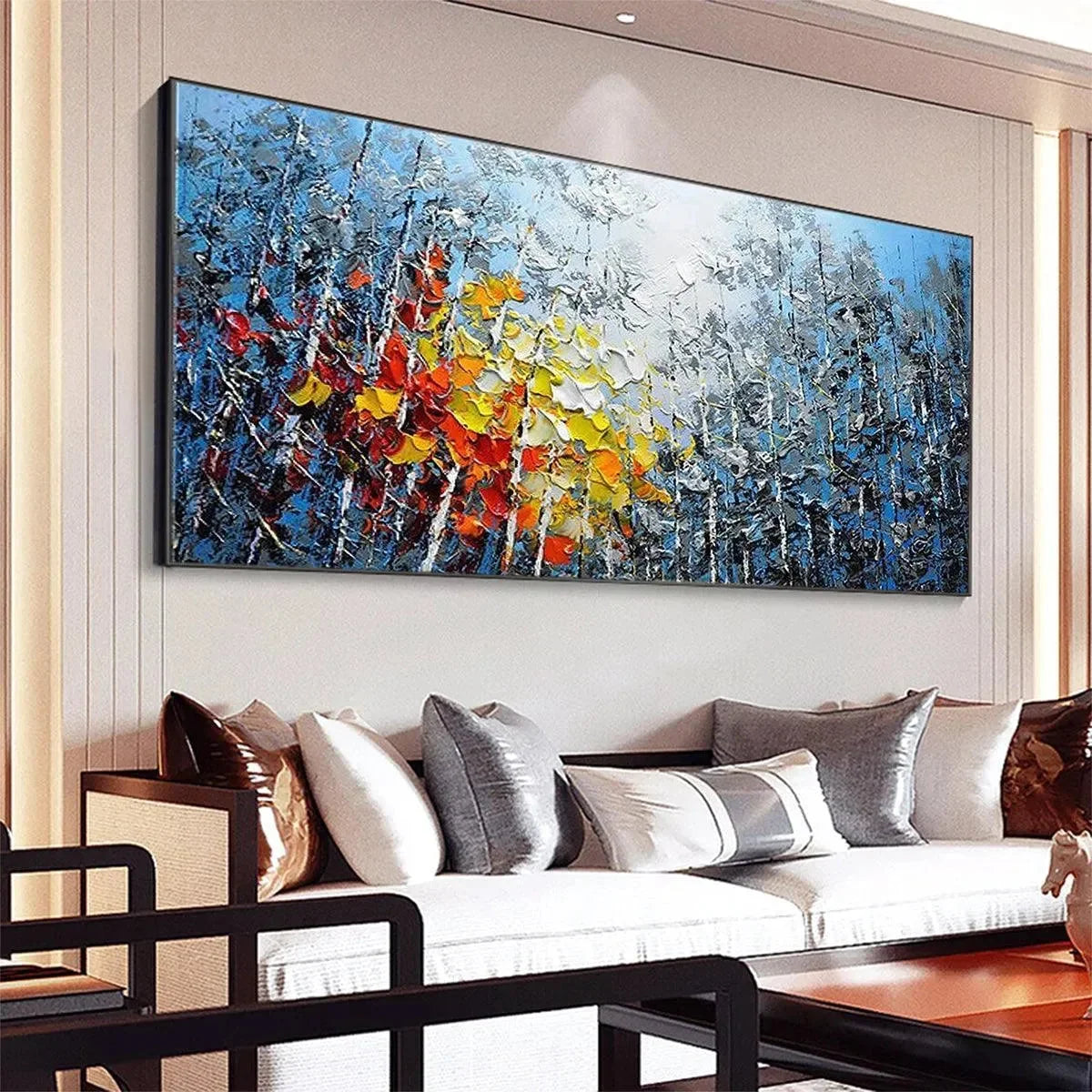 AUTUMN ASPEN: Textured Colorful Forest Landscape Impasto Painting | rolled canvas, ready for custom framing