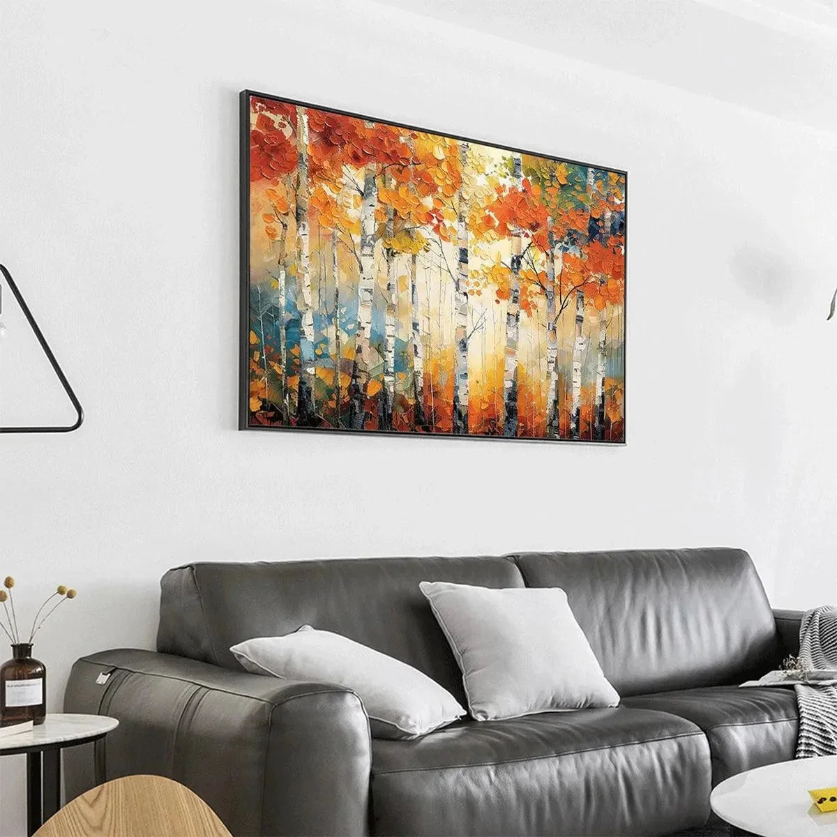 AUTUMN ASPEN: Textured Forest Painting, Impasto Wall Art, Horizontal Canvas, Fall Decor | rolled canvas, ready for custom framing