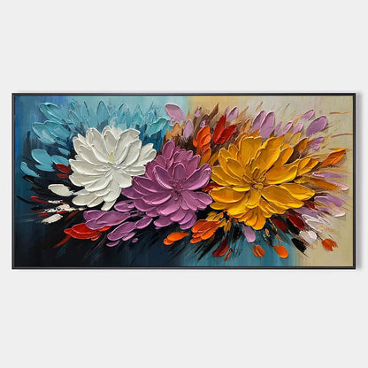 AUTUMN BOUQUET: Textured Floral Painting, Impasto Flowers, Colorful, Living Room, Dining Room | hanging in AUTUMN BOUQUET: Textured Floral Painting, Impasto Flowers, Colorful, Living Room, Dining R...