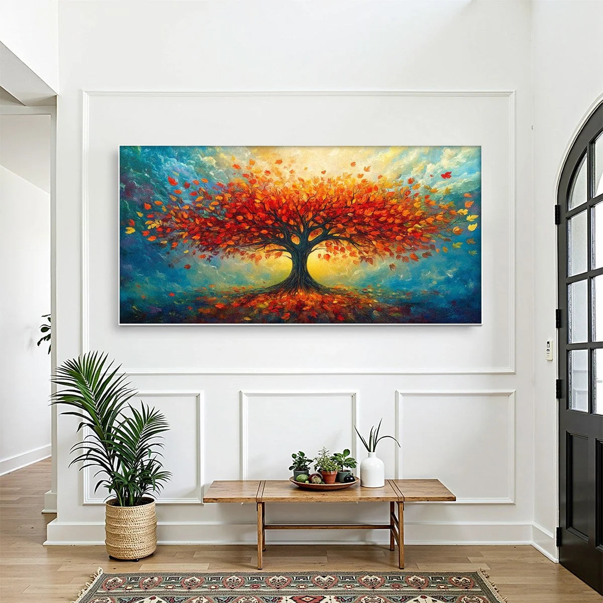 AUTUMN FIRE: Textured Landscape Oil Painting | textured closeup, raised brushwork detail
