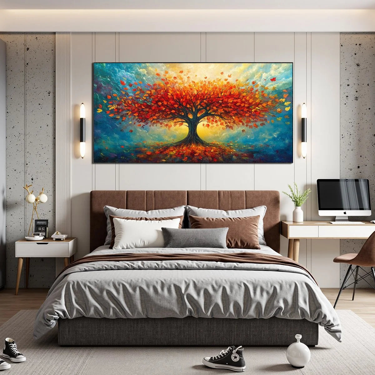 AUTUMN FIRE: Textured Landscape Oil Painting | rolled canvas, ready for custom framing