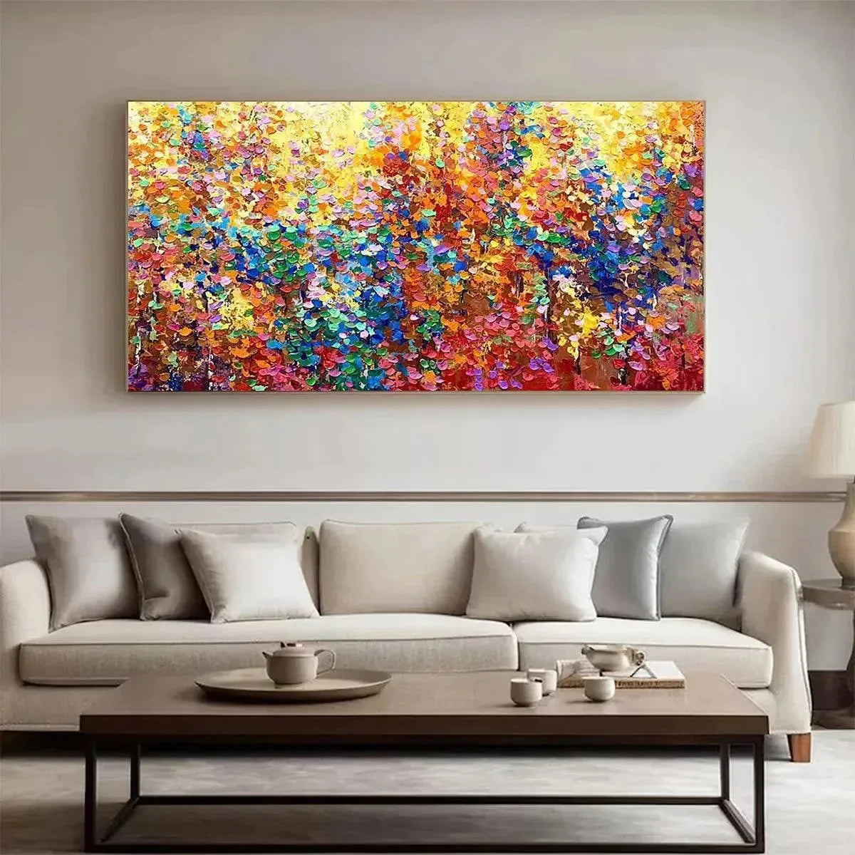 AUTUMN GLOW: Textured Abstract Landscape Painting in Vibrant Autumn Colors | colorful palette, original bedroom art