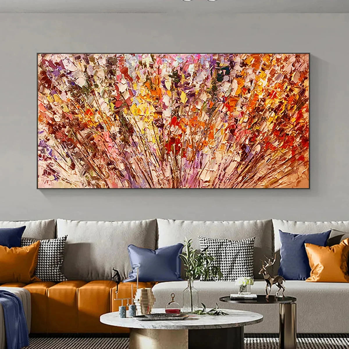 AUTUMN HARVEST: Impasto Floral Oil Painting in Warm Autumn Hues | impasto closeup, raised brushwork detail